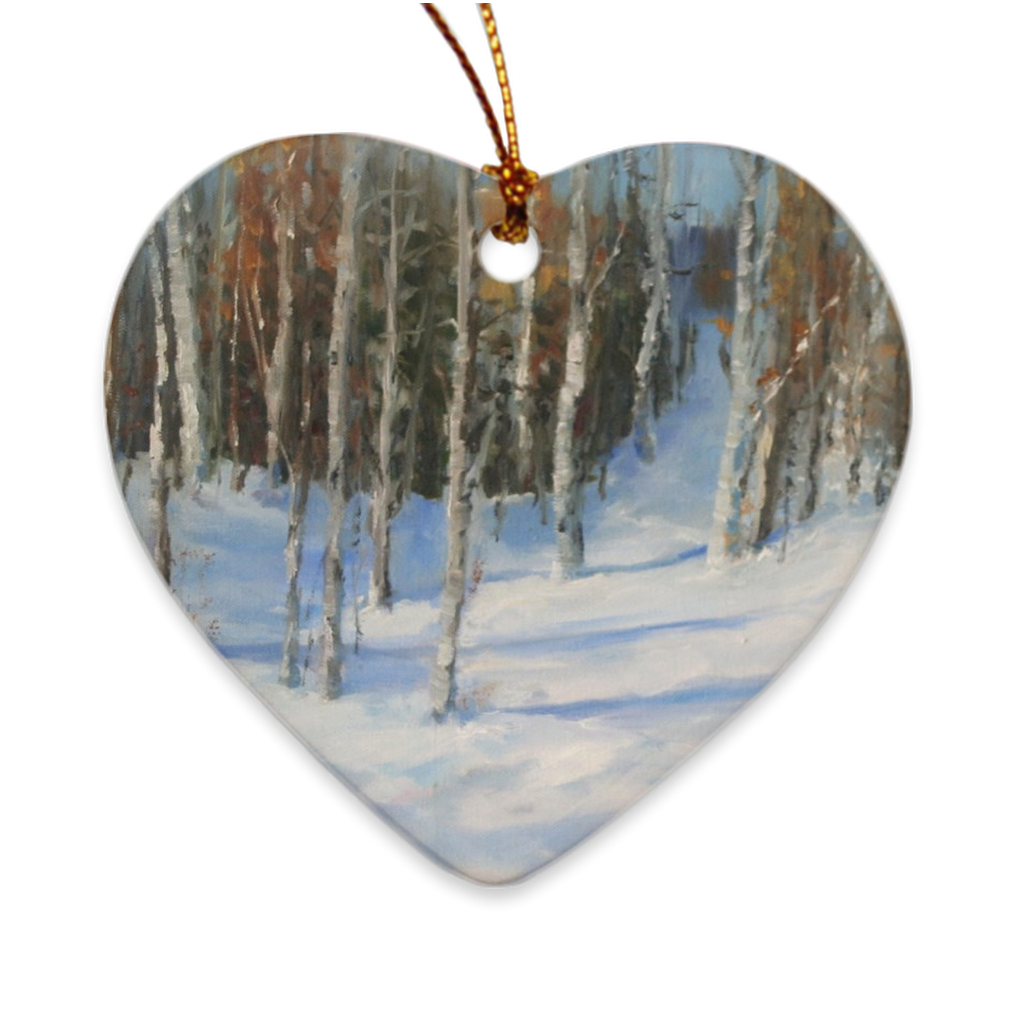 Porcelain Ornament - First Snow, Susan Leonhard, FREE Shipping