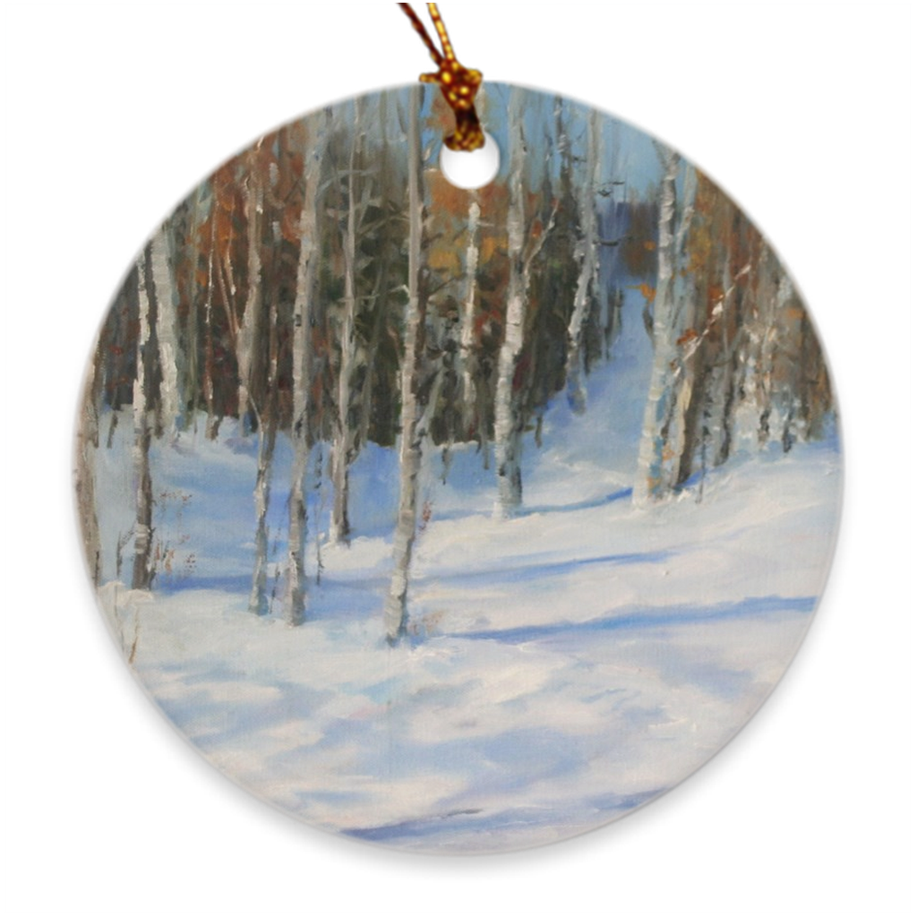 Porcelain Ornament - First Snow, Susan Leonhard, FREE Shipping