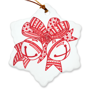 Official 2021 Art-A-Fair Jingle Bells Doodle Red and White Porcelain Ornament - Free Shipping