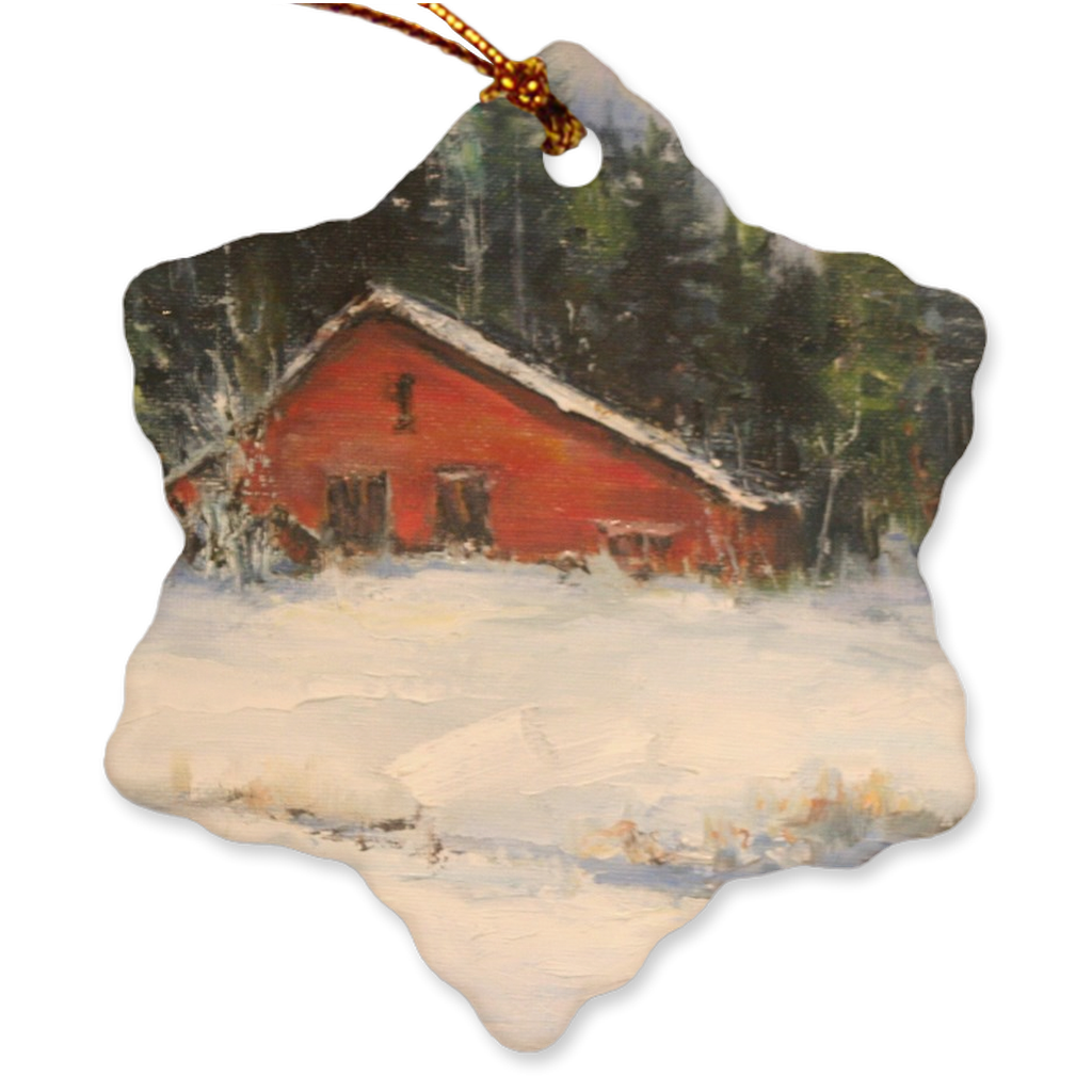 Porcelain Ornament - Grandpa's Barn, Susan Leonhard, FREE Shipping