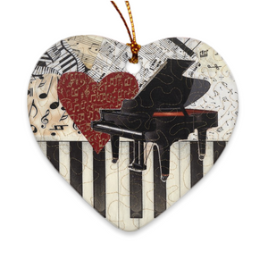 Porcelain Ornament - I Love Piano, Loretta Alvarado - Free Shipping