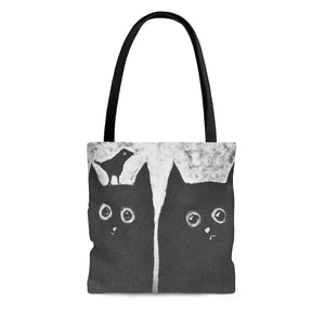 Tote Bags - A Bird on the Head, Cheryl Buhler