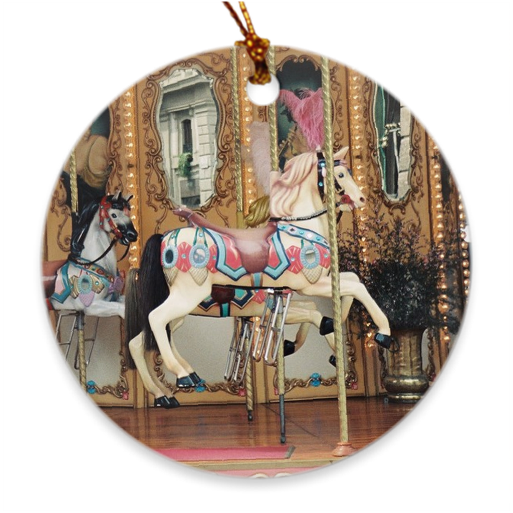 Porcelain Ornament  Carousel, Pam Fall, FREE SHIPPING