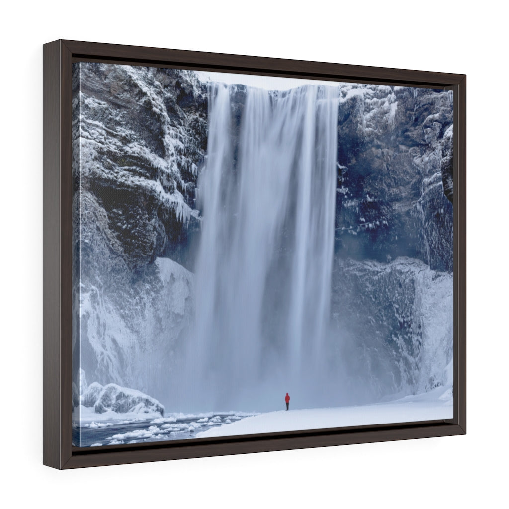 Framed Gallery Wrap Canvas - Skagafoss Falls Big and Red, Michael Cahill