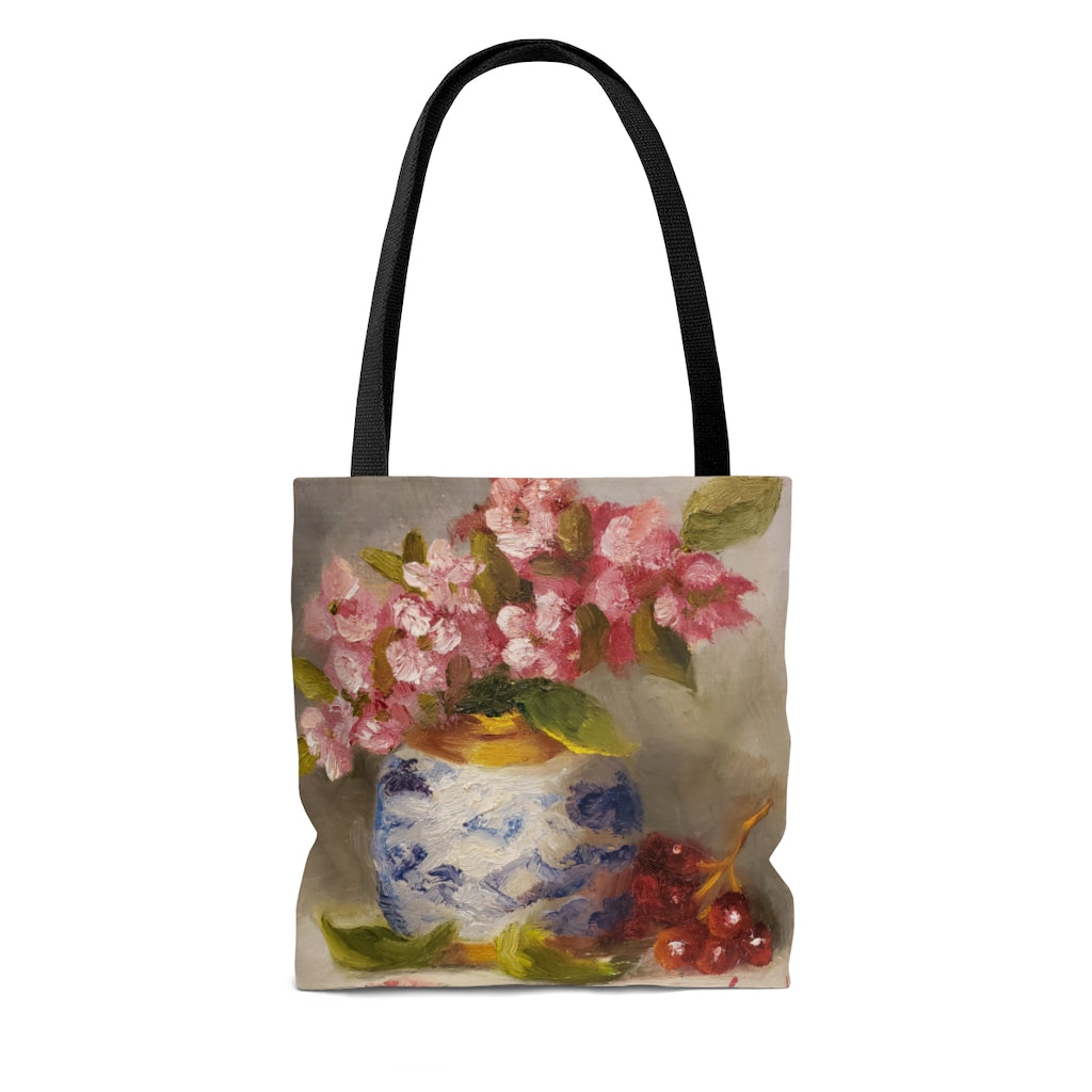 Tote Bag - Spring Flowers in Blue and White, Ferial Nassirzadeh