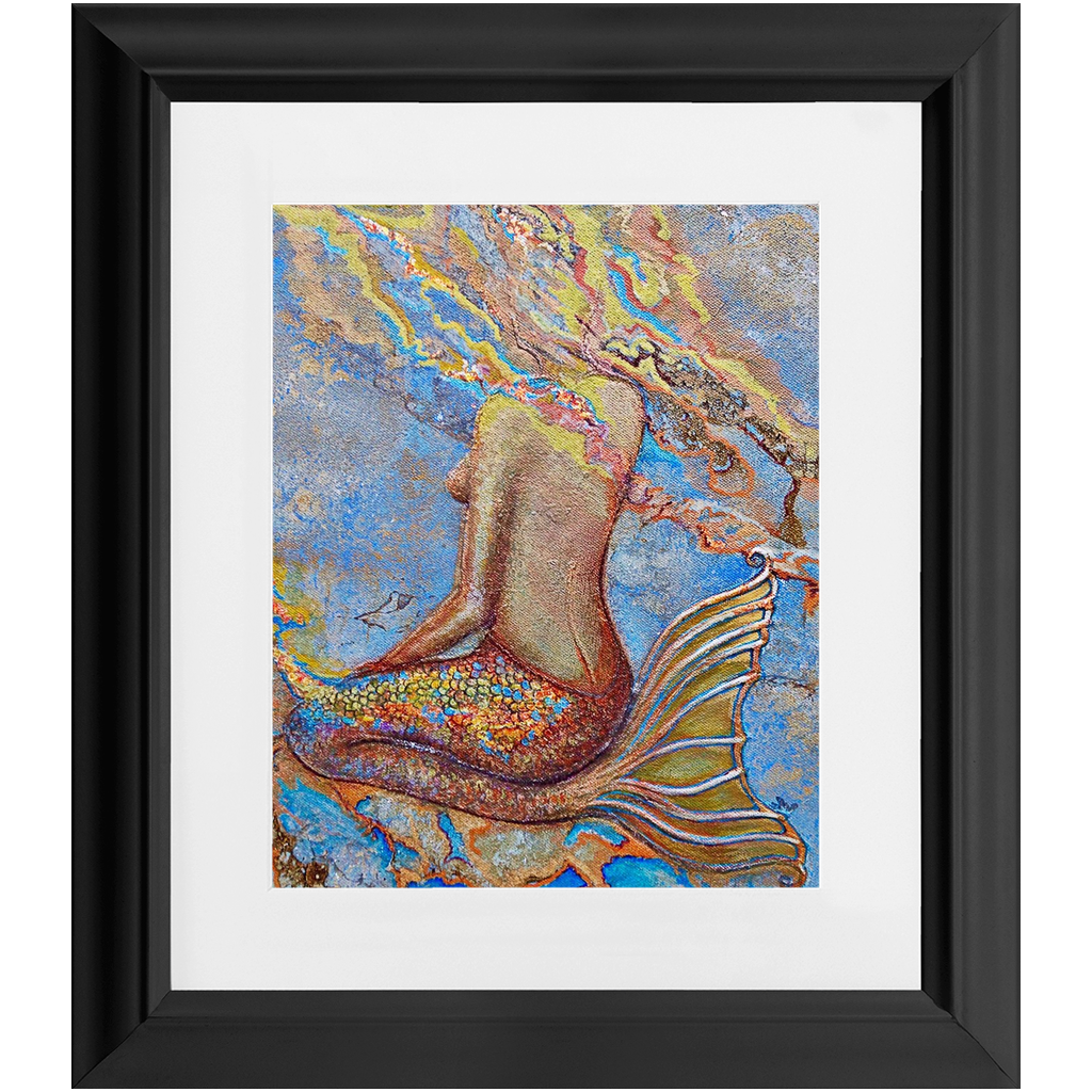 Framed Print - Sitting Mermaid, John Michael Dickinson
