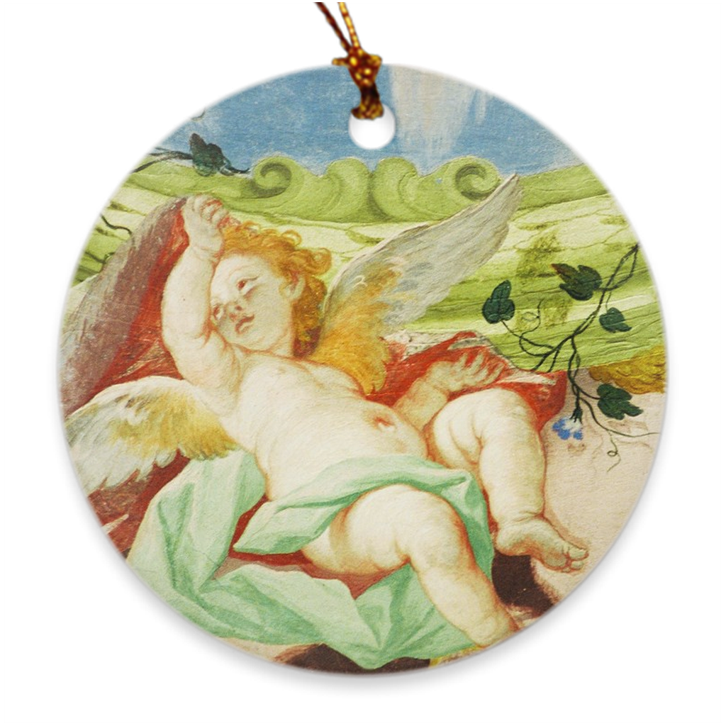 Porcelain Ornament - Cherub Fresco, Pam Fall - FREE SHIPPING